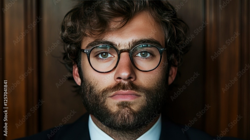 Portrait of a Confident Young Man with Glasses