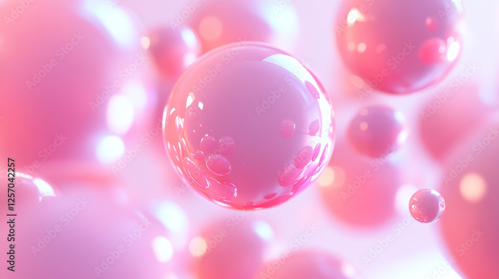 Vibrant pink bubbles in abstract art digital realm graphic design soft lighting close-up view visual serenity Vibrant pink bubbles in abstract art digital realm graphic design soft lighting close-up view visual serenity