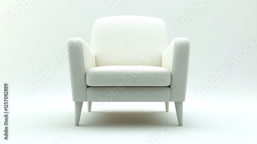 White Armchair in Empty Room, Stylish Design, Modern Furniture, Studio Shot, for Interior Design, Product Photography photo