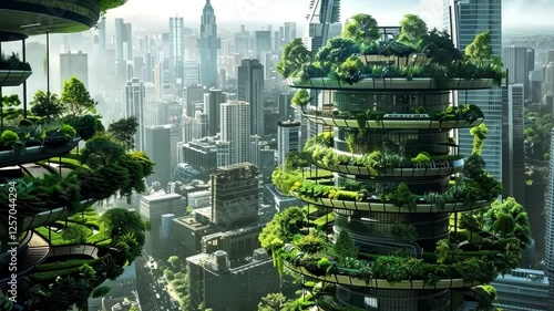 Innovative urban design showcases green architecture in a modern city