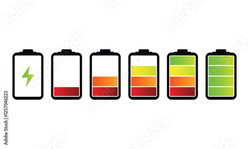 batteries icon, Battery charge indicator. Battery level, energy full vector template