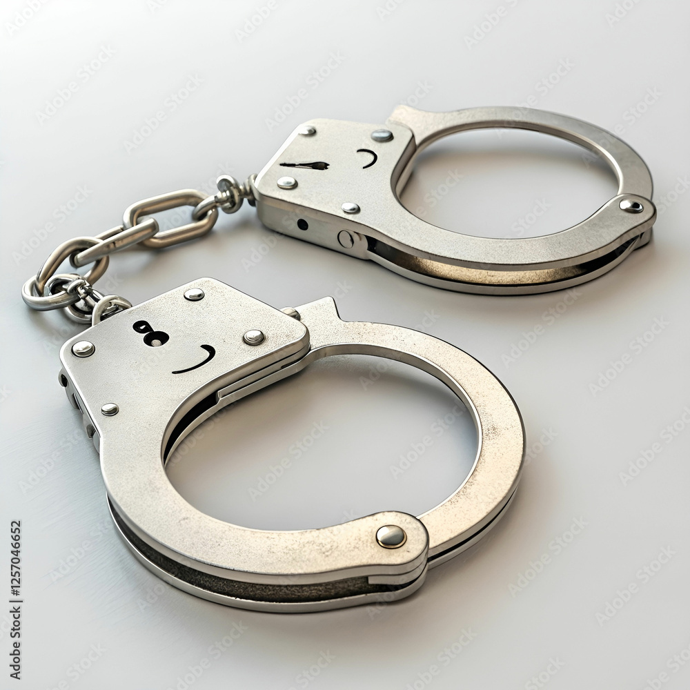 High-angle shot of metal handcuffs, isolated. High-angle shot of metal handcuffs, isolated.