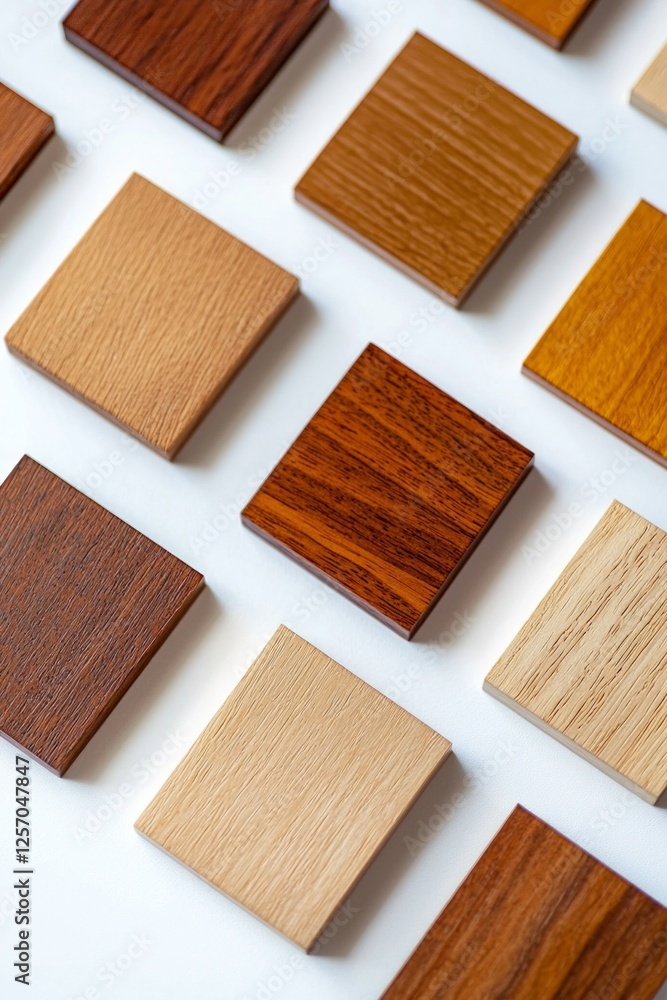 Set of square wooden samples on a white background, flat design Set of square wooden samples on a white background, flat design
