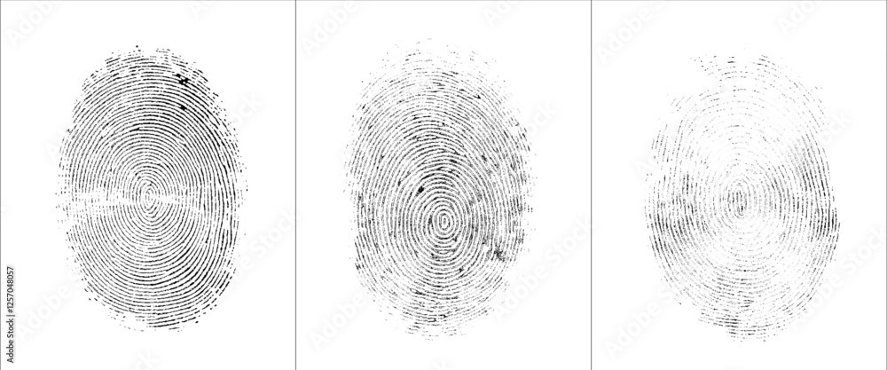 Vector black fingerprint on white Transparent background.