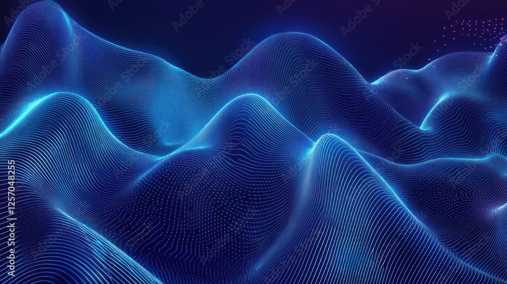 Abstract blue glowing wave landscape. Abstract blue glowing wave landscape.