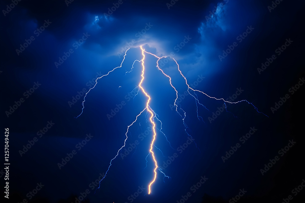 Night lightning strike, dark clouds, storm, weather, nature photography Night lightning strike, dark clouds, storm, weather, nature photography