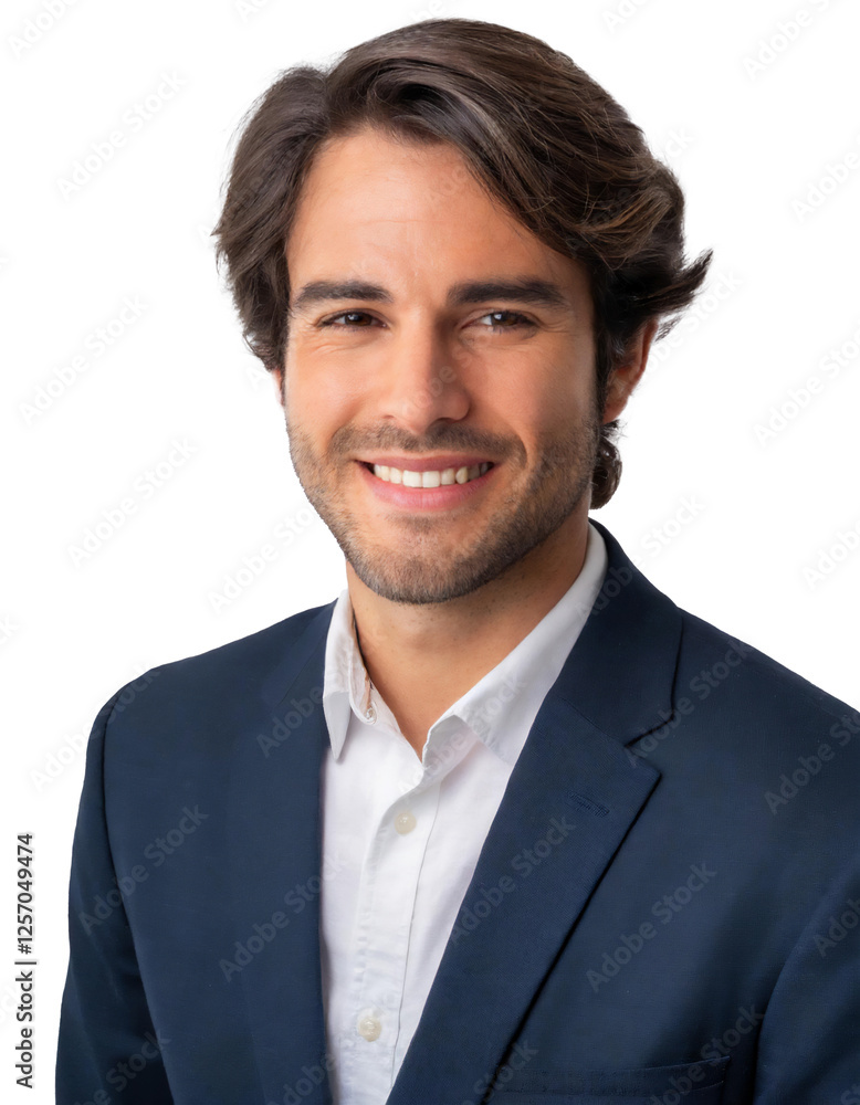 Portrait of only one Man. White Background. Portrait of only one Man. White Background.