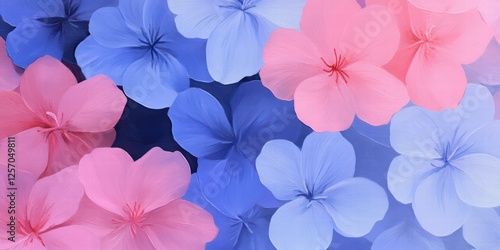 Wallpaper Mural Colorful Floral Pattern with Blue and Pink Flowers on Soft Background Torontodigital.ca