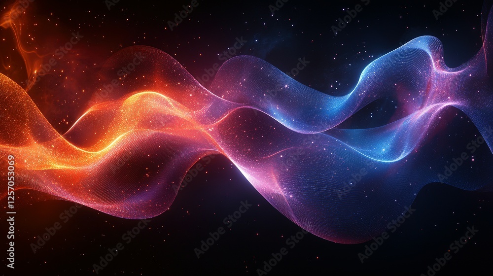 Fototapeta premium Abstract Cosmic Waves of Red and Blue Light
