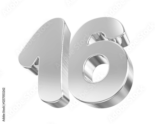 3D Silver Number 16 photo