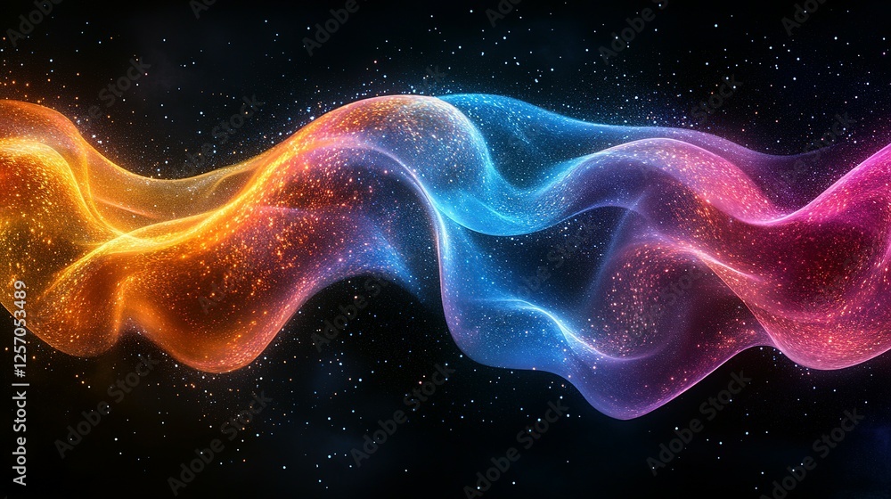 Abstract Cosmic Wave of Glowing Particles and Light Abstract Cosmic Wave of Glowing Particles and Light