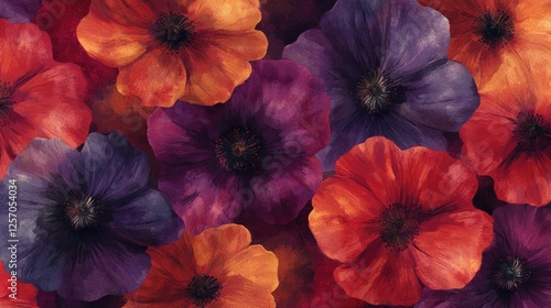 Wallpaper Mural Vibrant floral pattern featuring a mix of colorful flowers on a dark background, ideal for design Torontodigital.ca