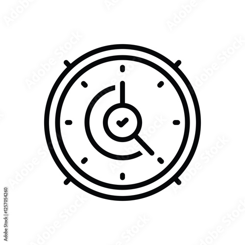 Black line icon for clock confirmation