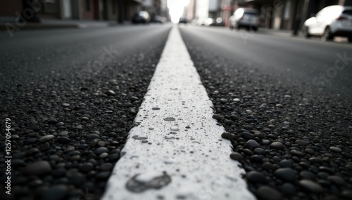 Wallpaper Mural Stark monochrome street scene; crisp white line bisects asphalt , contrast, street Torontodigital.ca