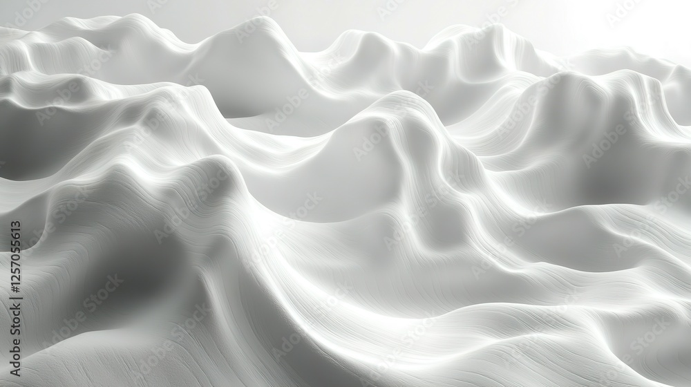Fototapeta premium Abstract White Sculpted Wave Landscape