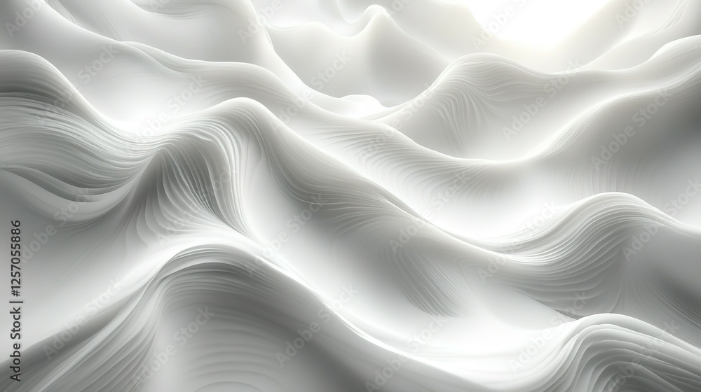 Obraz premium Abstract White Wavy Landscape Digital Art