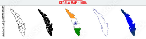 Kerala State, KL Outline Icon – India Map Silhouette Vector. India map editable stroke outline icon