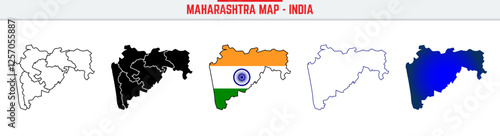 Maharashtra, State, MH Outline Icon – India Map Silhouette Vector. India map editable stroke outline icon