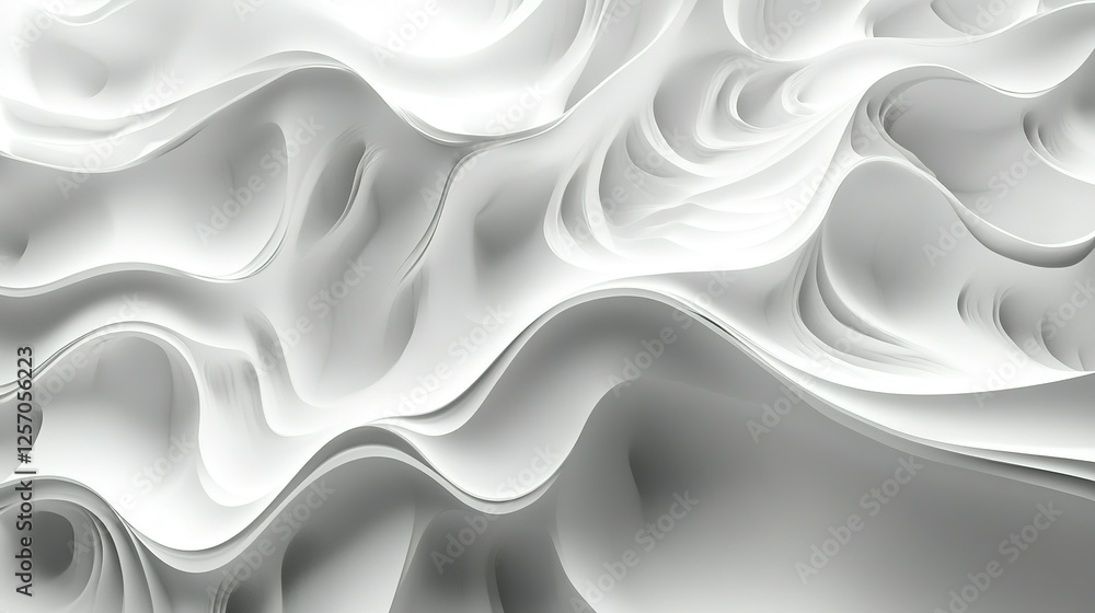 Obraz premium Abstract White Curving Waves Seamless Pattern
