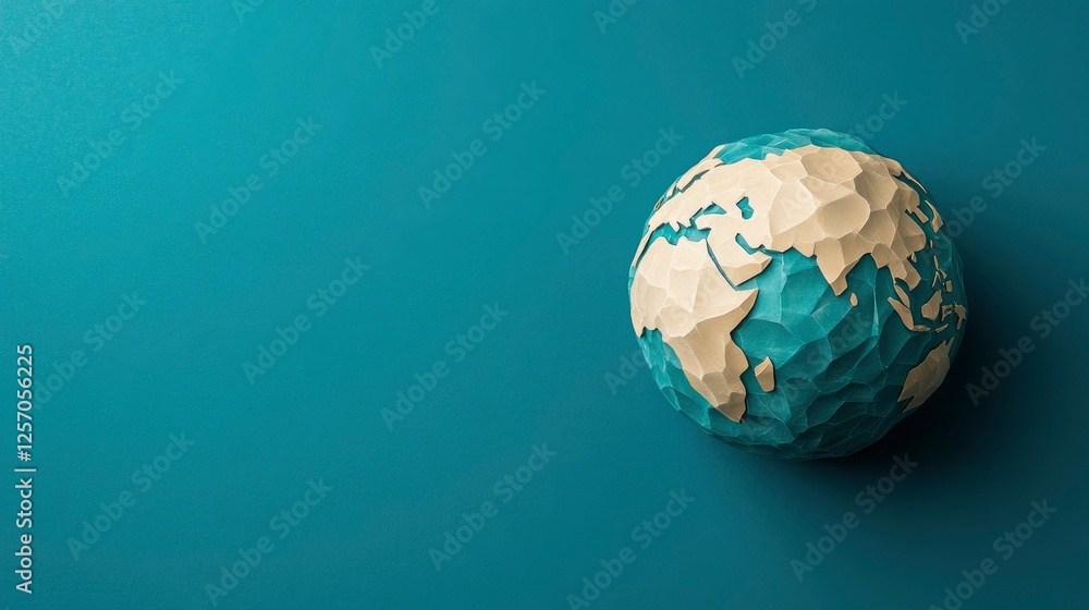 Fototapeta premium Textured Earth Globe on Teal Background Sustainable Concept