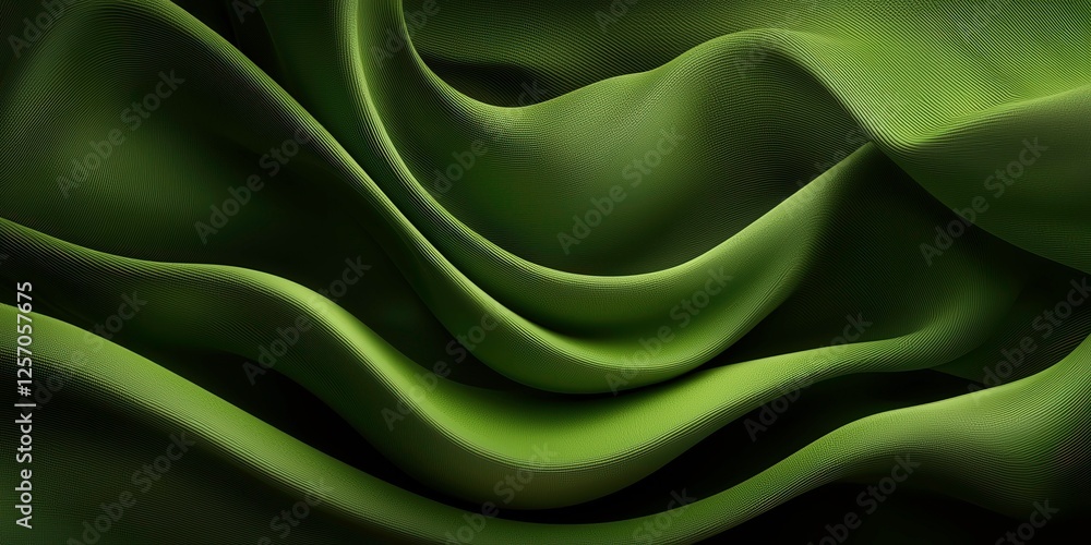 Smooth green fabric with flowing organic lines creates serene and elegant background. texture and curves add depth and movement, making it ideal for design and decoration Smooth green fabric with flowing organic lines creates serene and elegant background. texture and curves add depth and movement, making it ideal for design and decoration