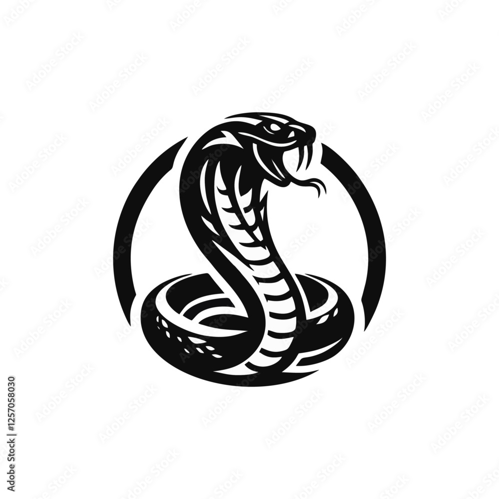 Fototapeta premium Snake cobra viper silhouette. engrave black icon on white background
