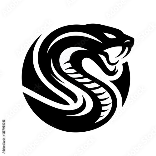 Snake cobra viper silhouette. engrave black icon on white background