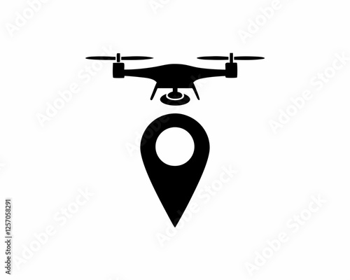 Creative Map Pin Location Icon or Logo Black Silhouette Vector Design