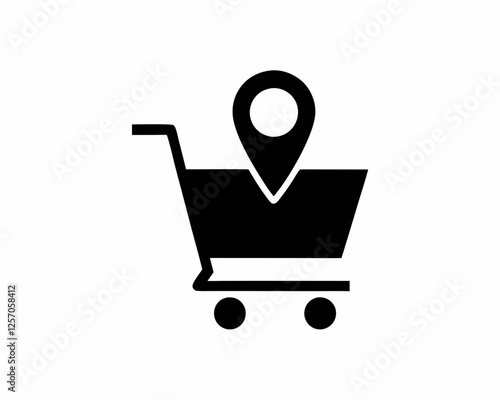 Creative Map Pin Location Icon or Logo Black Silhouette Vector Design