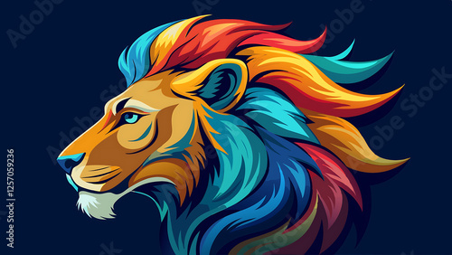 Wallpaper Mural Colorful Lion Portrait, Artistic Lion Illustration, Vibrant Lion Mane, Modern Lion Design, Abstract Lion Head Torontodigital.ca