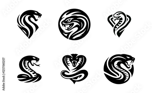 Snake cobra viper silhouette. engrave black icon on white background