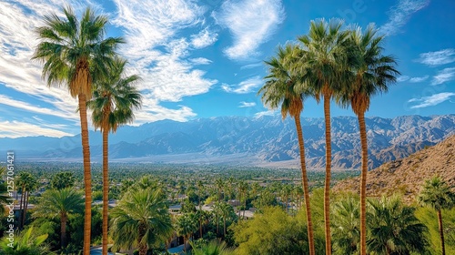 Wallpaper Mural Palm Springs, Coachella Valley, California: palm trees with a view of the desert mountains  Torontodigital.ca
