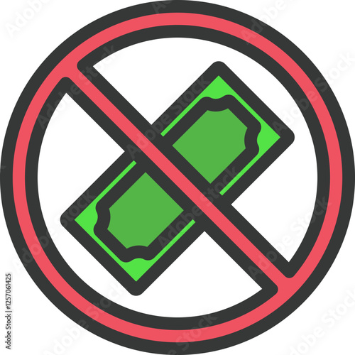 No Cash Filled Line Icon