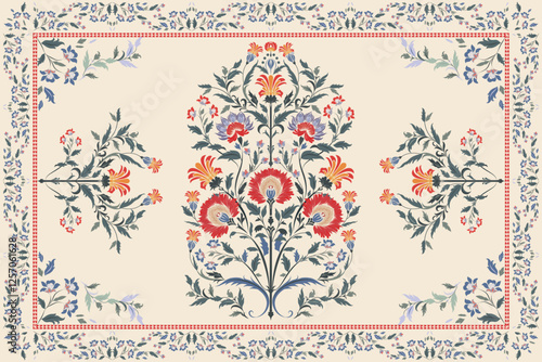 Vintage Arabic pattern.Persian colored carpet.Rich ornament for fabric design,handmade,interior decoration,textiles.Abstract design of persian carpet with geometric ornament.Moroccan style background.