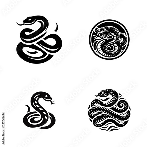 Snake cobra viper silhouette. engrave black icon on white background