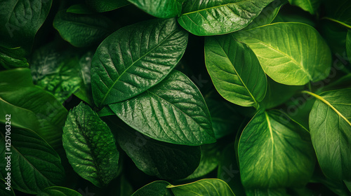 Lush green leaves botanical garden nature photography outdoor setting close-up view healthy ecosystem photo