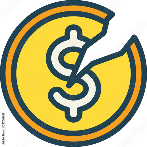 Broke Coin Filled Line Icon