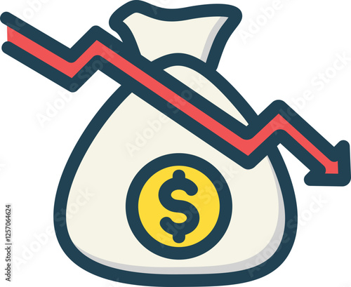 Budget Deficit Filled Line Icon