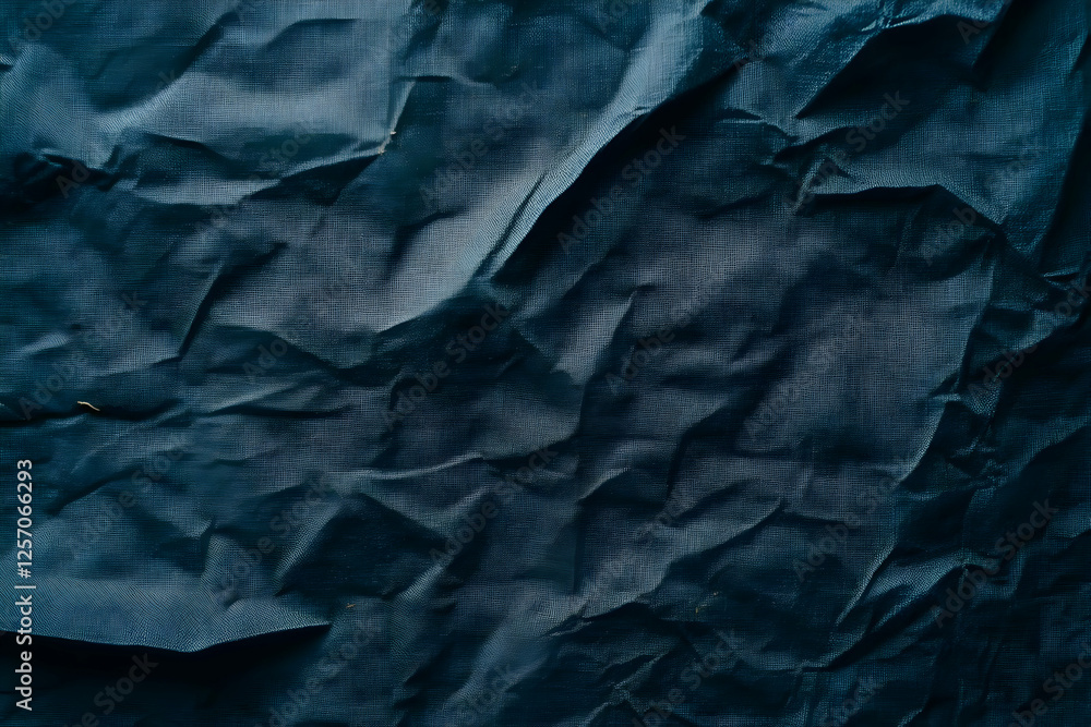 Fototapeta premium Crumpled Dark Blue Fabric Texture Background