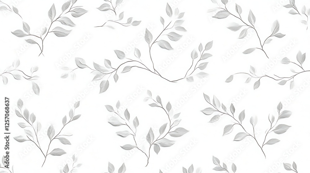 Obraz premium A Soft and Elegant Leaf Pattern on a Textured White Background for Subtle Decor