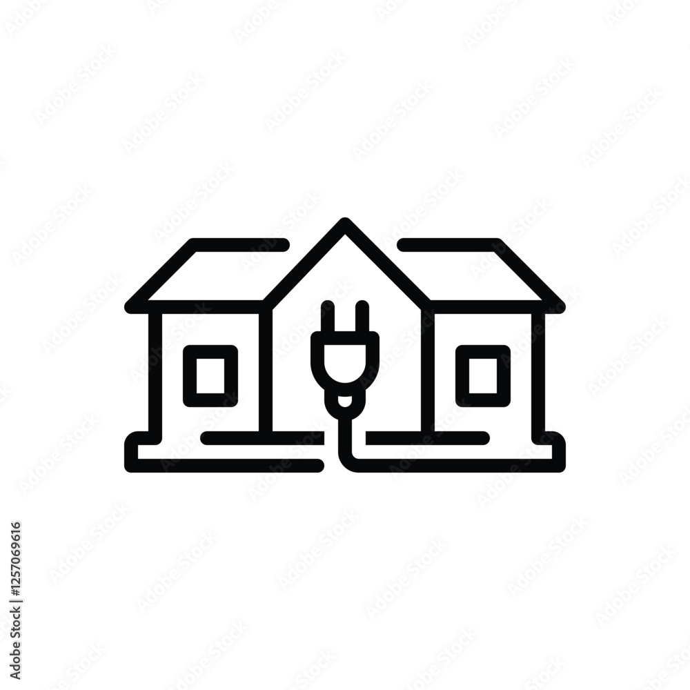 Fototapeta premium Black line icon for home charging