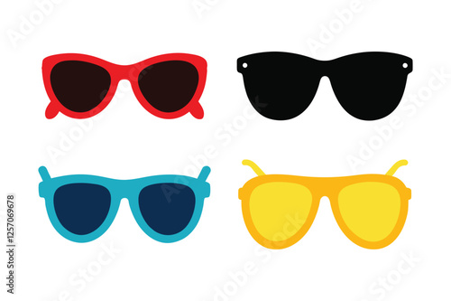 A set of colorful sunglass vector art illustration