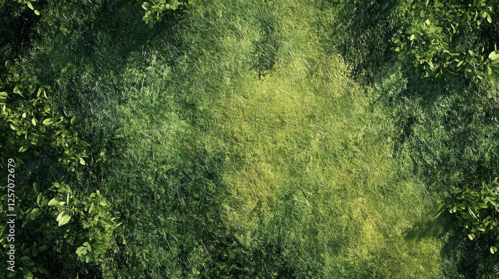 Obraz premium Lush green grassland natural landscape aerial view vibrant environment serenity and tranquility