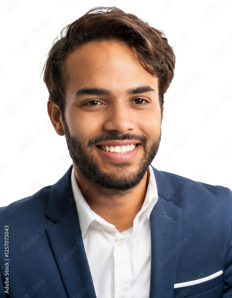 Portrait of only one Man. White Background. Portrait of only one Man. White Background.
