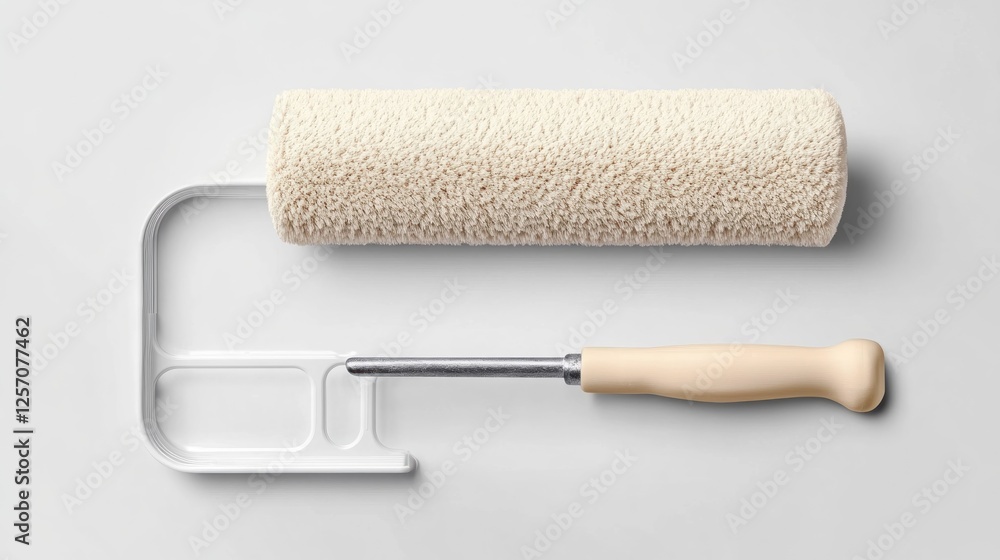 Naklejka premium Paint Roller and Tool Holder on Gray Background. Possible use Stock photo for home improvement websites, DIY projects, paint supplies
