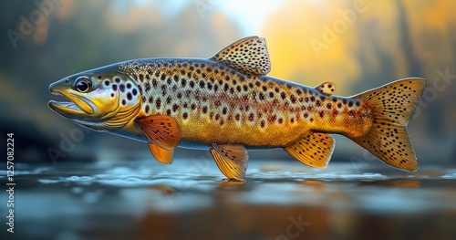 Photorealistic Brown Trout Fish Salmo Trutta Detailed Illustration of Freshwater Wildlife photo