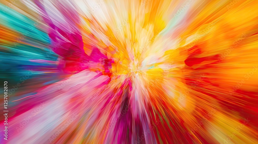 Vibrant colors burst outward creating an abstract explosion effect Vibrant colors burst outward creating an abstract explosion effect