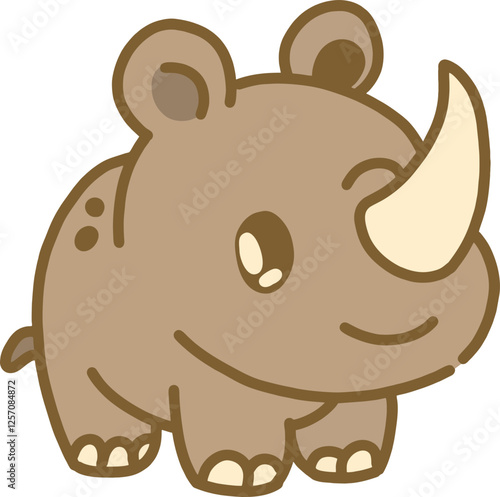 One-horned Rhino cartoon in vector format for leaflet design about extinction