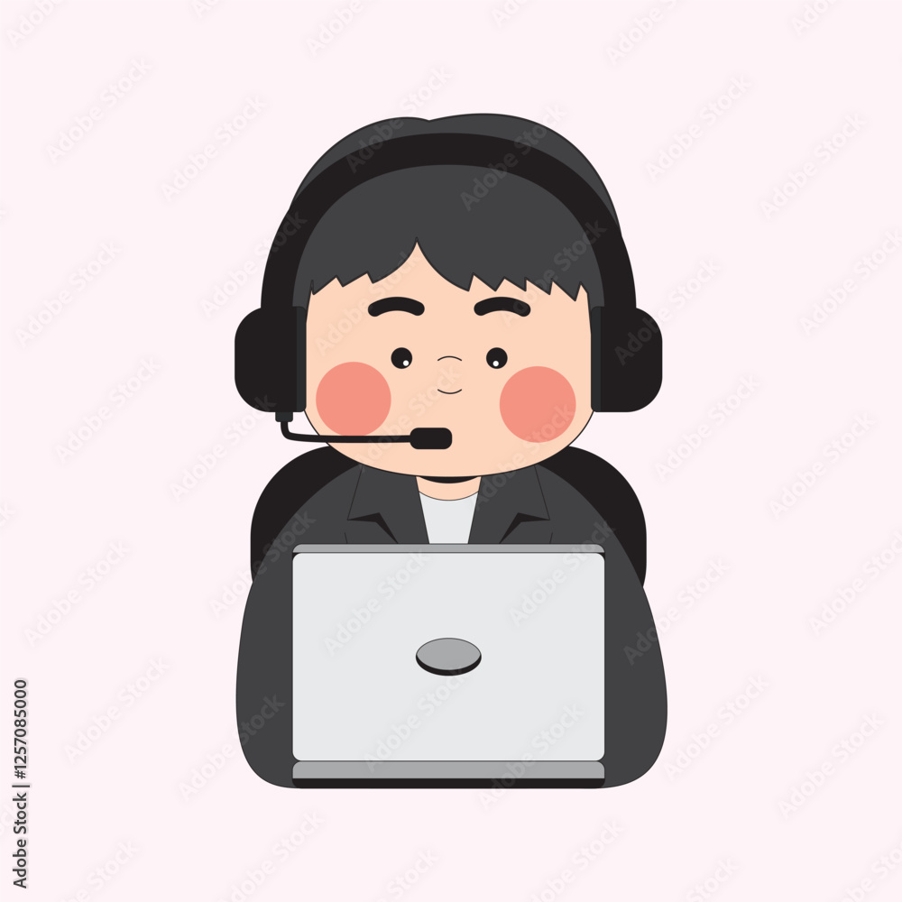 Customer Service Profession Cartoon Character Illustration Customer Service Profession Cartoon Character Illustration