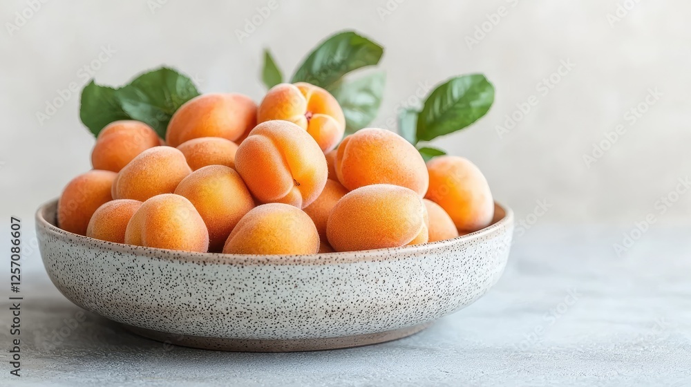 Fresh apricots in bowl, kitchen counter, healthy eating Fresh apricots in bowl, kitchen counter, healthy eating